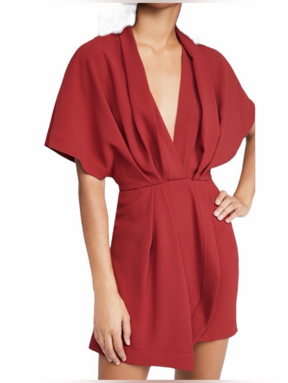 IRO Paris Red Draped Kimono Sleeve Mini Dress FR 36 US 4